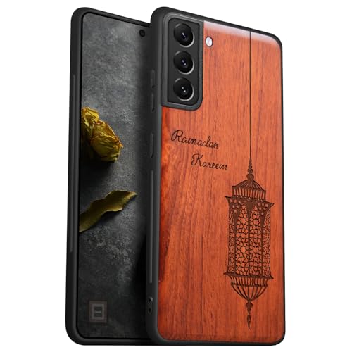 Coque Galaxy S22 en bois véritable gravé lanterne par Carveit