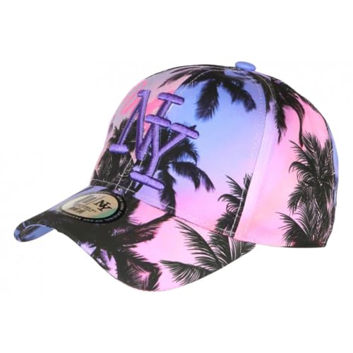 Casquette Enfant Violette et Rose Palmiers NY Baseball Sunset 7 a 12 Ans - Taille Unique - Violet