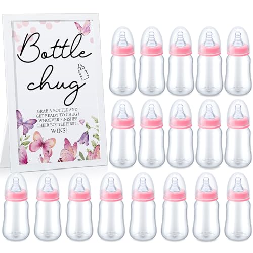 Roowest Bottle Chug Baby Shower Games Favors, Pink, Butterfly