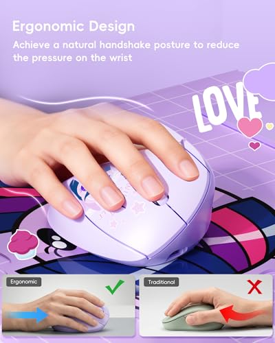 Image of My Little Pony Ergonomic Vertical Mouse, VM01 Dual-Mode (2.4GHz /Bluetooth) Wireless Silent Mouse with LED Battery Indicator, 6 Buttons Silent Clicking Mouse for Wrist Comfort, PC, Laptop, Mac (Purple)