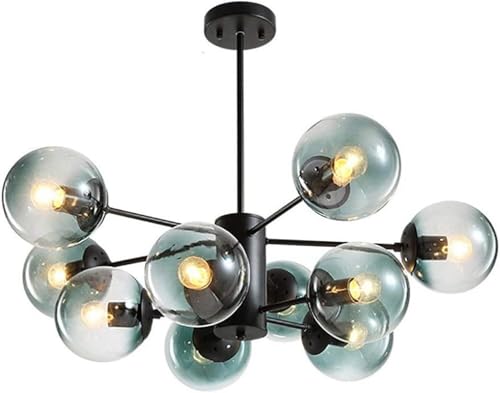 Lustre plafonnier semi flush mount noir et suspension verre ambre
