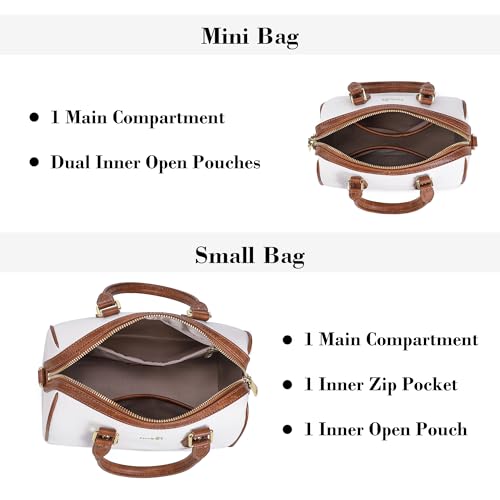INICAT Barrel Bag for Women Top Handle Satchel Shoulder Boston Bags Crossbody Purse Handbag with Detachable Long Strap3
