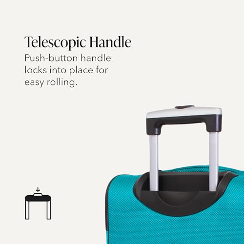 Image of SwissGear Sion Softside Expandable, Teal, Checked-Medium, Sion Softside Expandable Spinner Luggage Durable Lightweight Travel Suitcase