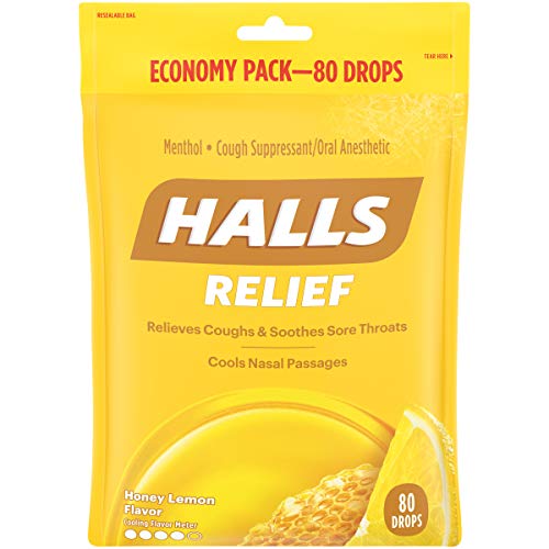 Halls Relief Honey Lemon Cough Drops, Economy Pack, 80 Drops #TOP1