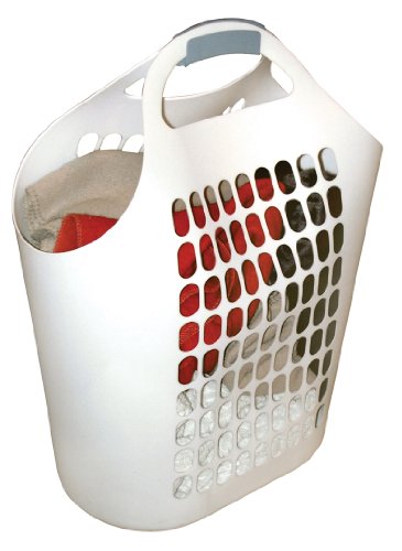 United Solutions LN0003 Portable 1.5 Bushel Laundry Hamper with Hook&Lock Handle Design in White-One and a Half Bushel Hamper-White with Blue Hook&Lock Handles
