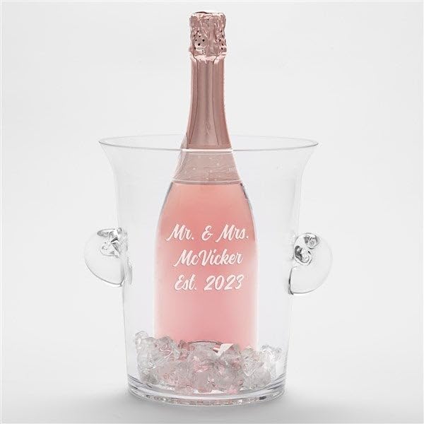 Personalization Universe Personalized Engraved Wedding Message Glass Ice Bucket & Chiller with Handles – Perfect for Housewarming, Anniversary, or Engagement Gifts – Customized