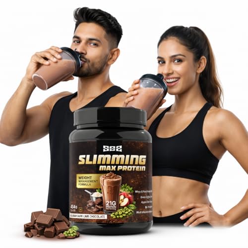 Image of SOS Nutrition Slimming Max Protein Powder | Weight Management for Men & Women | 21g Whey + Plant Protein Blend | Green Coffee & Apple Cider Vinegar | Multivitamins & Minerals | Lean Muscle & Metabolism Support (Dark Chocolate, 454g)