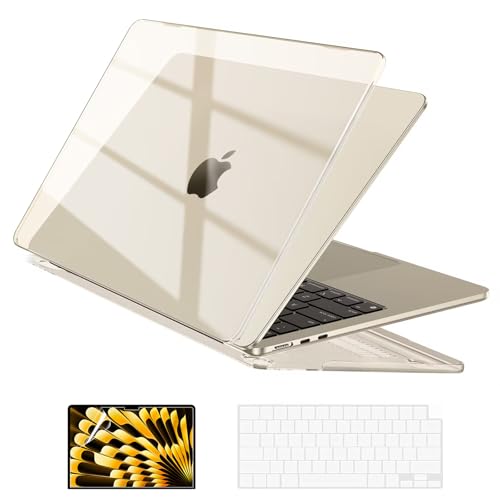 Image of EooCoo Case Compatible with MacBook Air 15 inch 2024 2023 Release M3 A3114 M2 A2941 Liquid Retina Display, Plastic Hard Shell Case + Keyboard Cover + Screen Protector, Crystal Starlight