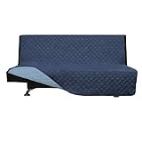 Easy-Going Futon Sofa Slipcover - Reversible Armless Couch Cover - Water Resistant for Pets & Kids (Dark Blue/Light Blue)