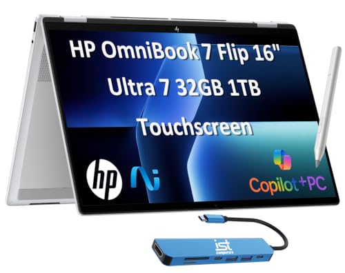 Image of HP 2026 OmniBook 7 Flip (Next Gen Envy x360) 2-in-1 Laptop (16 inch FHD+ Touchscreen, Intel Ultra 7 258V, 32GB DDR5 RAM, 1TB SSD, Arc 140V GPU (16GB), MPP Stylus), Copilot+ PC, IR Webcam, Wi-Fi 7, Win 11