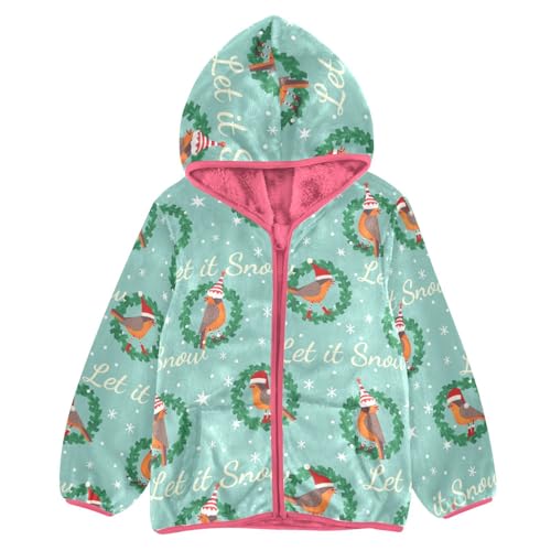 OTVEE Christmas Bird Let It Snow Kids Hoodie Jacket Fall Spring Full Zip Warm Outwear Coat