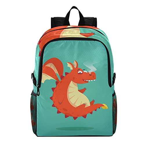 Sac à dos léger imperméable et cartable dragon rouge pour voyage