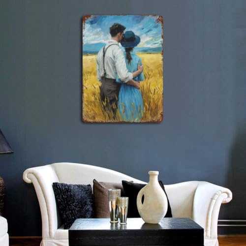 Letrero de metal vintage para hogar, café y bar Wheatfield Embrace, decoración 40x30cm 3
