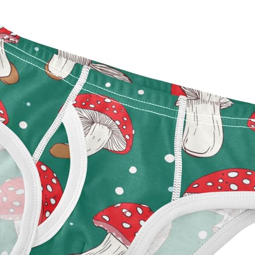 Wusikd Mushroomson Boys' Underwear Cotton Green Red Boys Briefs Soft Toddler Underwear 2T4