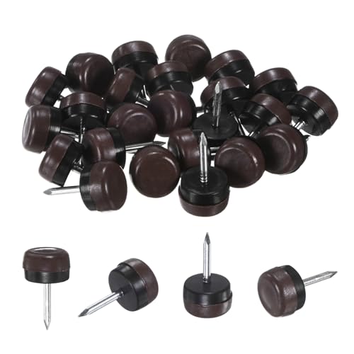 Image of M METERXITY 24-Pack Furniture Sliders, 0.6 inch Nail-on Chair Leg Protectors for Hardwood Floors /Table /Chair /Wooden Floors, Furniture Glides [Brown]
