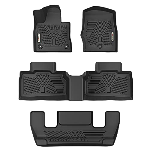 YITAMOTOR Floor Mats Compatible with 2020-2023 Ford Explorer 6 Passenger Models, Custom Fit Black TPE Floor Liners, 1st, 2nd and 3rd Row ( Not for 7 Passenger ) All-Weather Protection