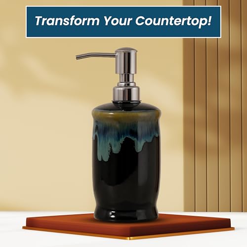 Image of AD Tech Solution Ceramic Liquid Soap Dispenser with Rust Free Pump|Handwash Shampoo Dispenser for Bathroom| Handwash Bottle for Kitchen|Soap Bath Dispenser for Bathroom. (Black, 450ML)