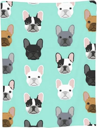 CZ-XING Arazzo stampato con bulldog francese, motivo bulldog francese, coperta, cane, morbida flanella accogliente, campeggio, ufficio, viaggi, casa, camera da letto, decorazione per ragazze e