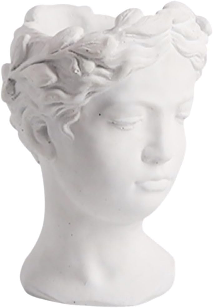 DECHOUS Sculpture Planter, 8.26 Inch Vase for Flowers Plants, White Goddess Planter Decorative Statue Flower for Home, Office, Garden Decor
