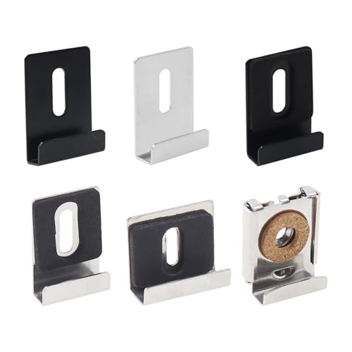 Image of Metal Mirror Clip,ULIFESTAR SUS304 Wide Channel Mirror Hanger Clip,Large Mirror Retainer Clip,Heavy Frameless Mirror J-Channel Mount Wall Clips with Screw 25*30mm /0.98*1.18 inch with Gasket Silver 16PCS