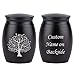 Bivei Personalized Mini Urn for Human Ashes with Tree of Life Custom Text/Message/Date Memorial Cremation Funeral Decorative Extra Small Ashes Holder Keepsake Gift(1.6 inch-Black)