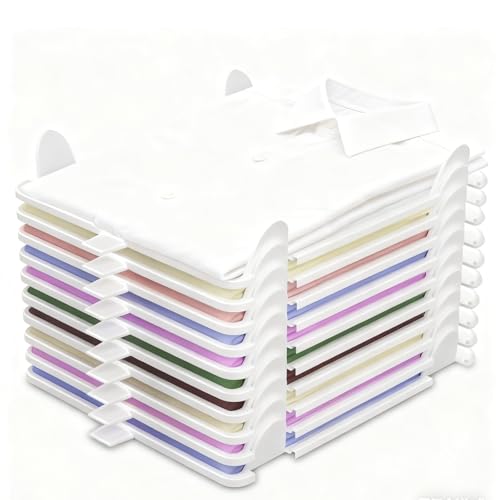 VIVIDRISE Organizador de camisetas,10pcs Apilable, Organizador de Armario, Organizador de Armario para Adultos y Niños Mantén tu orden de la Ropa en los Armarios Resistentes Antiarruga VIVIDRISE Organizador de camisetas,10pcs Apilable, Organizador de Armario, Organizador de Armario para Adultos y Niños Mantén tu orden de la Ropa en los Armarios Resistentes Antiarruga