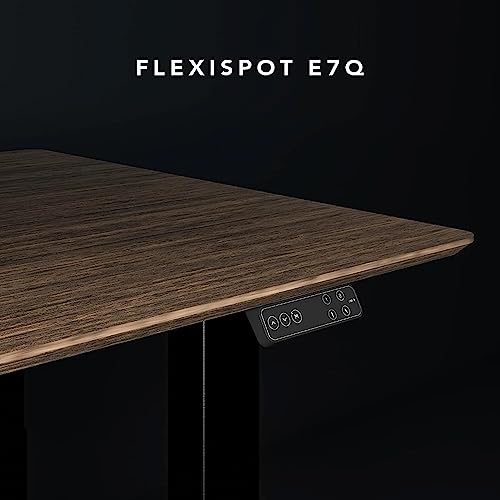 FLEXISPOT E7Q Standing Desk - 4-Leg Electric Height Adjustable Sit Stand Desk for Home Office With Memory Smart Panel (Black)