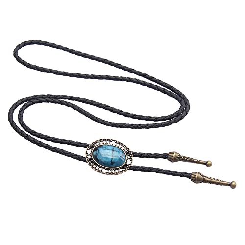 Image of GelConnie Native American Bolo Tie Rodeo Cowboy Leather Necktie Western Necklace Costume Accessories for Men,Women