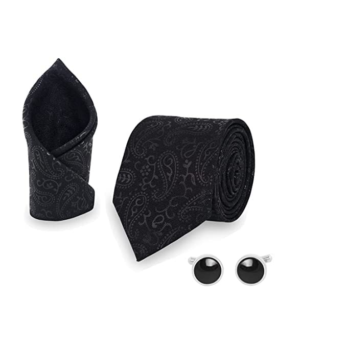 PENYANNecktie Gift Set With Cufflinks and Pocket Square Tie for Men Formal Tie Set