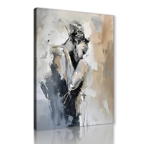 Yeesjoee Abstract Couple Wall Decor Nude Wall Art Naked Couple Picture Canvas Print Sexy Poster Artwork Ready to Hang for Bathroom, 28 x 44inch
