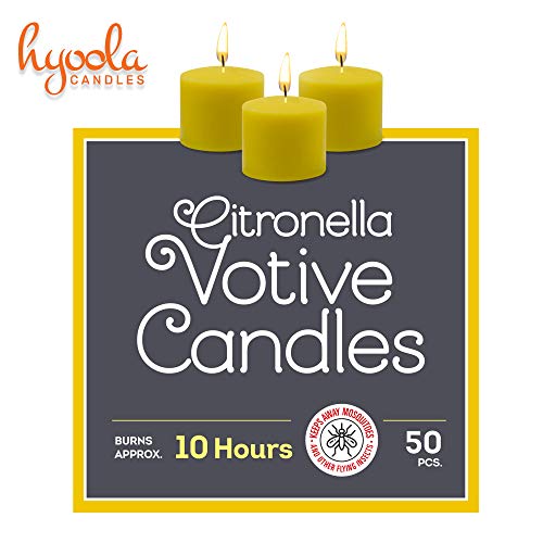 Hyoola Citronella Votive Candles - 10 Hour Burn Time - 50 Pack, Ideal Bug Repellent Candles, European Made #TOP4