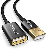 5m Nylon USB 2.0 extensión Negra, Cable de extensión A-A, Enchufe de Aluminio, Funda de Tela