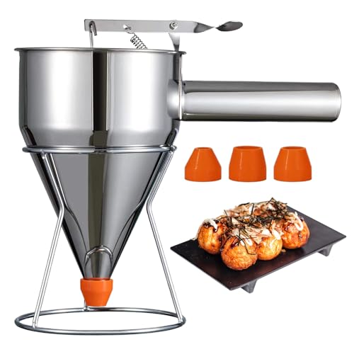Lambo Pancake Dough Dispenser, Dough Dispenser - Multi-Gauge Stainless Steel Funnel Cake Dispenser with Stand, Baking Accessories for Cupcakes, Waffles or Anything