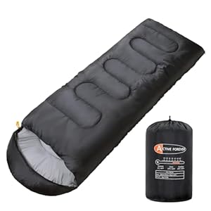 ACTIVE FOREVER Rectangular Sleeping Bag 3 Seasons – Lightweight Camping Sleeping Bags for Kids and Adults Indoor & Outdoor, Sleeping bag with Compression Sack for Hiking Backpacking
