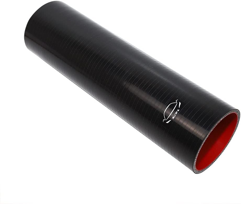 12" inch Long 4-Ply Reinforced High Temp 1.75" ID Straight Coupler Silicone Hose (BLACK, 1.75'')