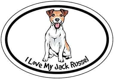 WickedGoodz I Love My Jack Russel Vinyl Decal - Dog Breed Bumper Sticker - for Laptops Windows Cars Trucks image 3