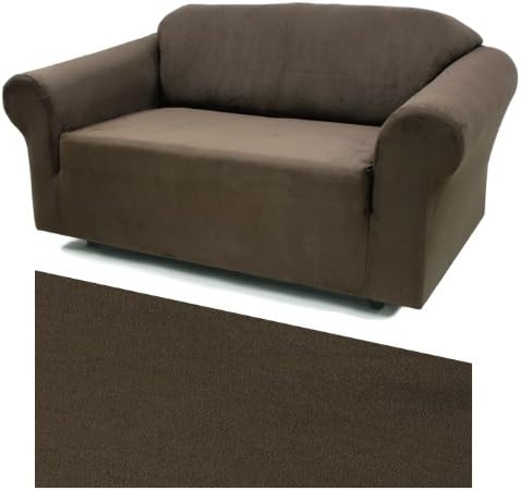 Stretch Suede Mocha Furniture Slipcover Loveseat 734
