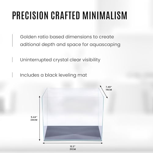 Image of Ultum Nature Systems Ultra Clear Rimless Aquarium - Low Iron Glass Fish Tank with 45 Mitered Edges, 5mm-12mm Thick, Leveling Mat Included (3T, Tall, 3.4 Gallon)