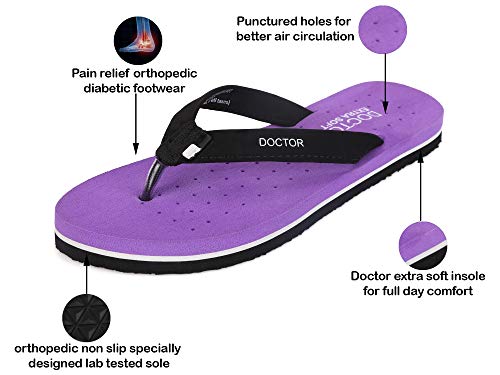 Image of DOCTOR EXTRA SOFT House Slipper for Women's Care Dr Orthopaedic Super Comfort Fitting Flat Cushion Chappal Flip-Flop for Ladies & Girl's