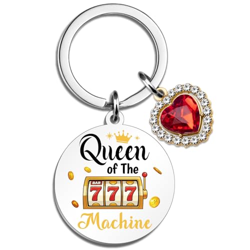 Lervuh Gambling Gifts for Gambler Slot Machine Keychain Casino Gifts for Women Casino Lovers Gambling Keychain Queen of The Slot Machine Gift Good Luck Gift