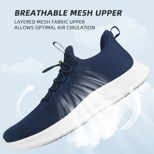 Walking Shoes for Women- Lightweight, Slip On, Breathable Sneakers for Running, Walking, Jogging, Gym Blue Size 9.53