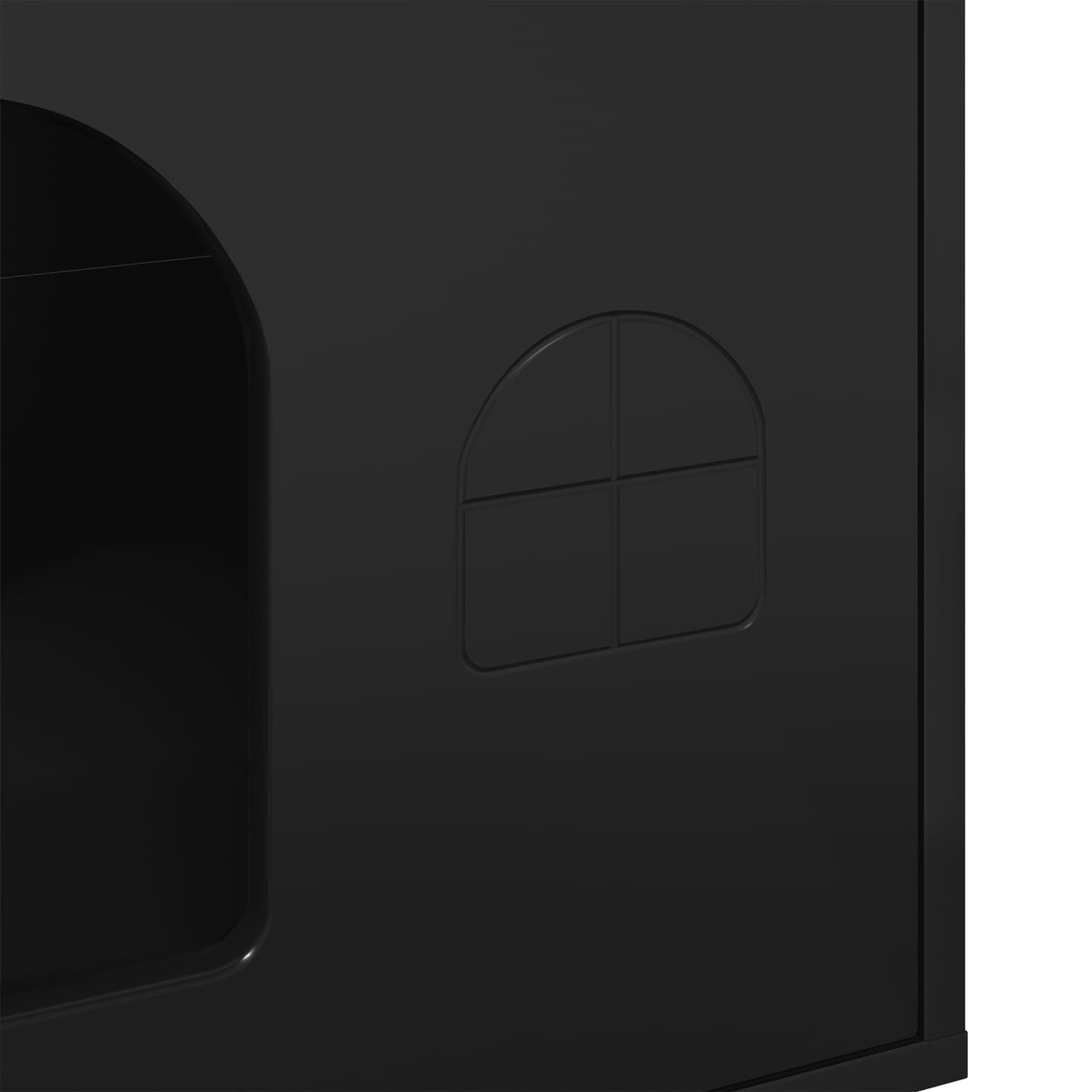 Katzenhaus Indoor 51 x 30 x 52 cm Katzenhöhle Schwarz | Stabile Katzenhöhle aus Holzwerkstoff für das Wohnzimmer - moderner Rückzugsort und Katzenmöbel für drinnen.