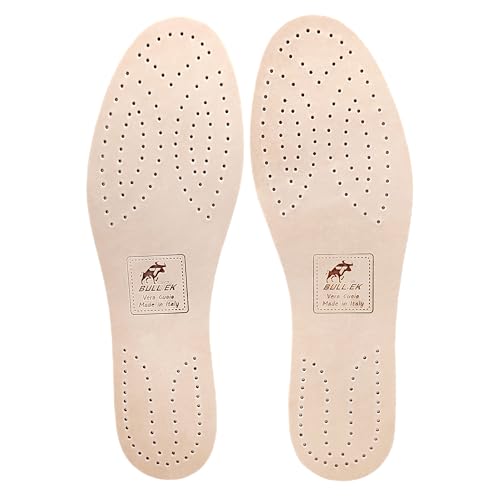 BullTek Conforto Palmilha de couro homem mulher tamanhos 34-48 1 par - Feito à mão na Itália, ultra fina 2 mm, respirável, antiodor, macio e resistente (EU 42-27,2 cm)