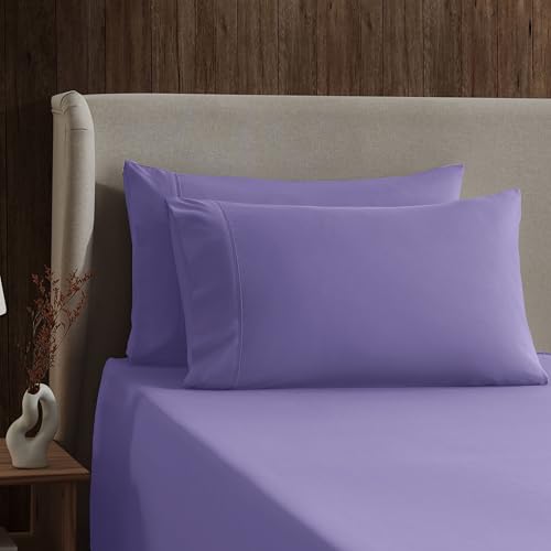 Image of Nestl King Bed Sheet Set - Lavender - 4-Piece Deep Pocket | Instantly Soft, Night-One Ready (No Wash Required). Fits 16-Inch Deep Pockets, 360-Degree Elastic Grip