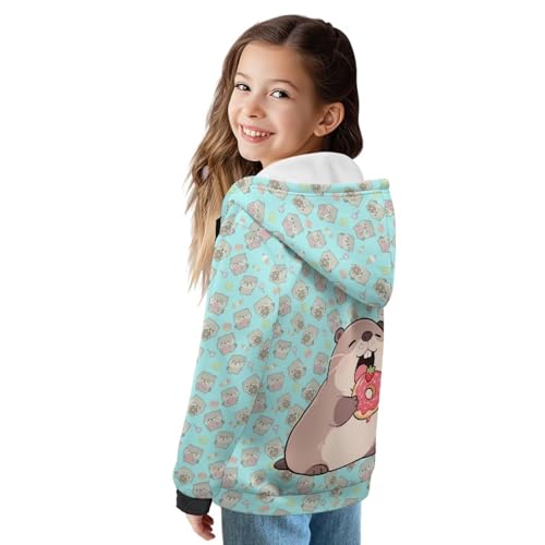 Fleece Hoodies for Kids Long Sleeve Zip Up Jacket Cute Hooded Sweatshirt with Pocket Relax Fit Workout Coat3
