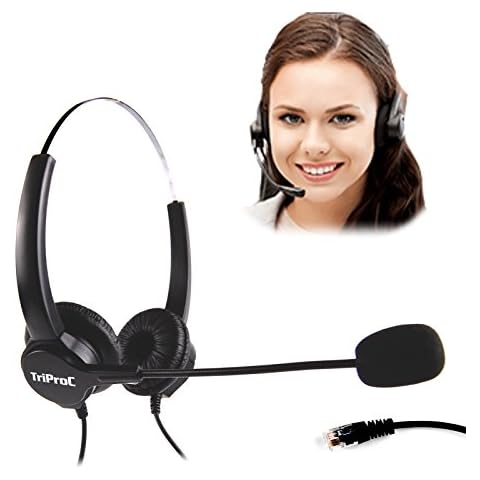 TriPro Binaural 4 Pin RJ9 Telephone Headset for Landline Phones Cover
