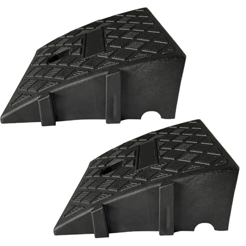 2 Piezas Rampas de Bordillo 13 cm Alto, Portátil Rampa de Acceso para Coche, Antideslizante Rampa de Umbral para Puerta de Entrada Silla de Ruedas Coche Moto Scooter Bicicleta Andador Aceras Garajes