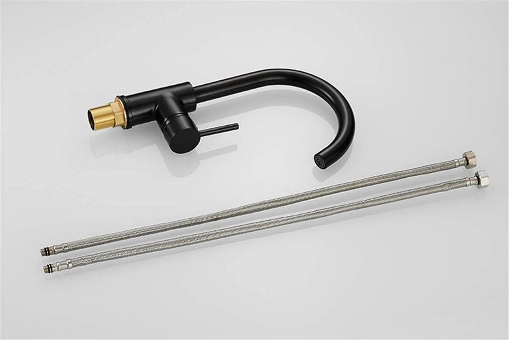 Kitchen Faucets Black Color Rotating Copper Crane Kitchen Sink Faucet Hot and Cold Water Vegetables Kitchen Mixer Tap with Aerator Single Handle,Black(Black)
