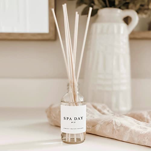 Image of Sweet Water Decor Spa Day Reed Diffuser Set - Sea Salt, Jasmine, Wood, and Cream Scented Diffuser - Relaxing Spa Scent Diffusers for Home, Long Lasting Fragrance, Made in the USA