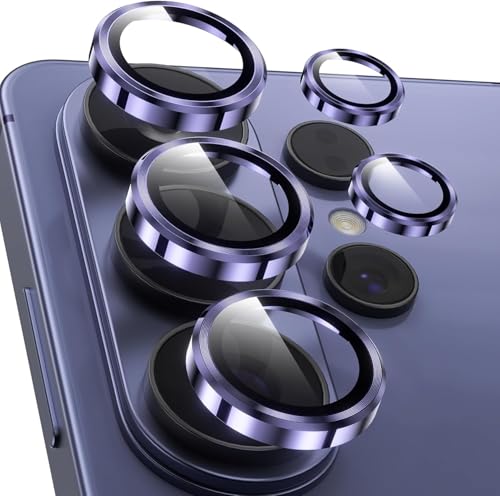 Image of Galaxy S26 Ultra Camera Protector, 9H Tempered Glass Lens Screen Protector with Metal Ring Decoration, Strong Adhesive Camera Lens Cover for Samsung Galaxy S26 Ultra-PURPLE